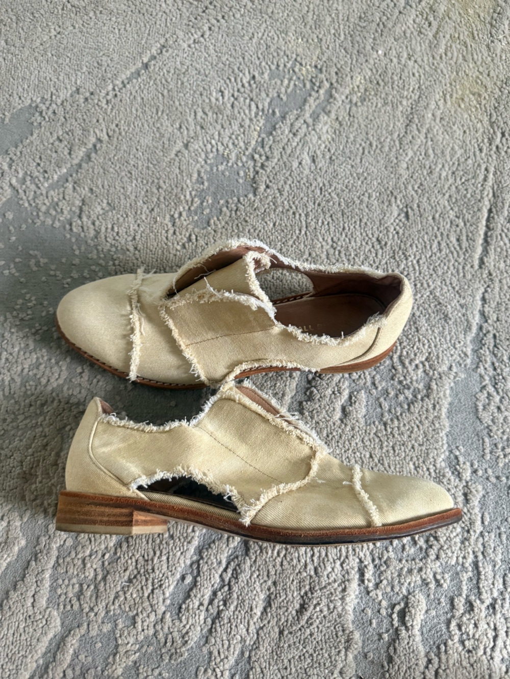 ALL BLACK COWMAN CUTOUT SHOES Cream neutral loafer Oxford flats 37 / 6.5